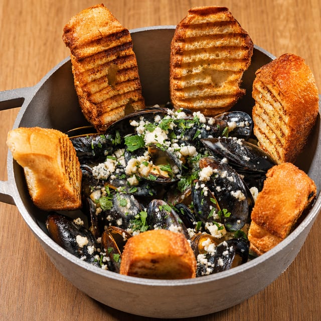 Blue Cheese Mussels.